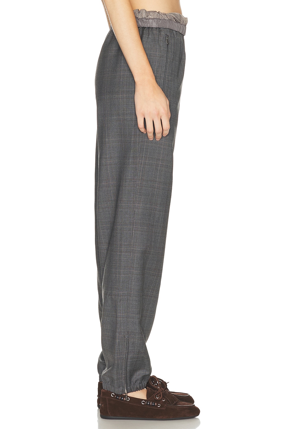Miu Miu Women Tec Silk Pants In Gray
