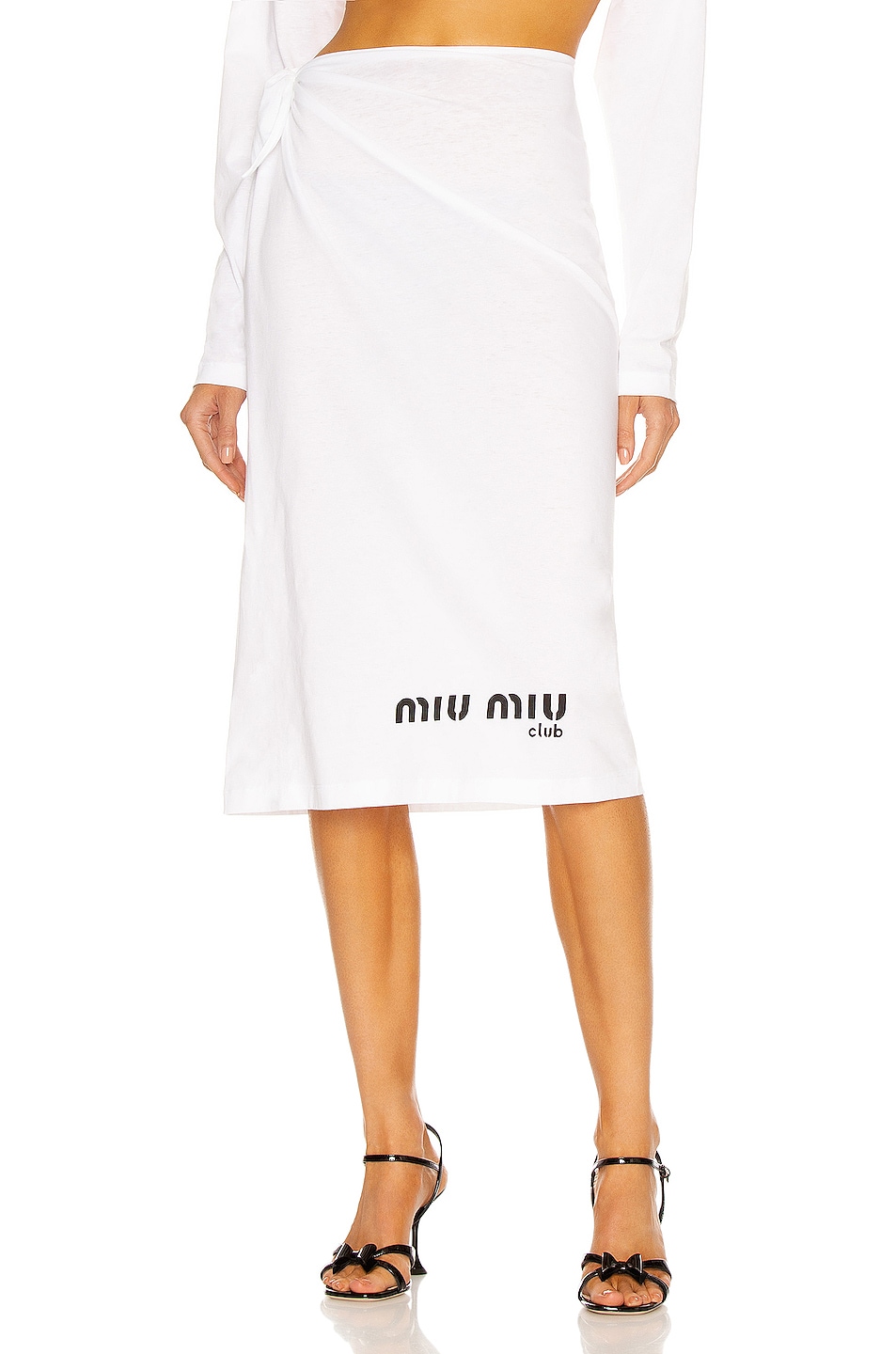 Image 1 of Miu Miu Jersey Printed Skirt in Bianco