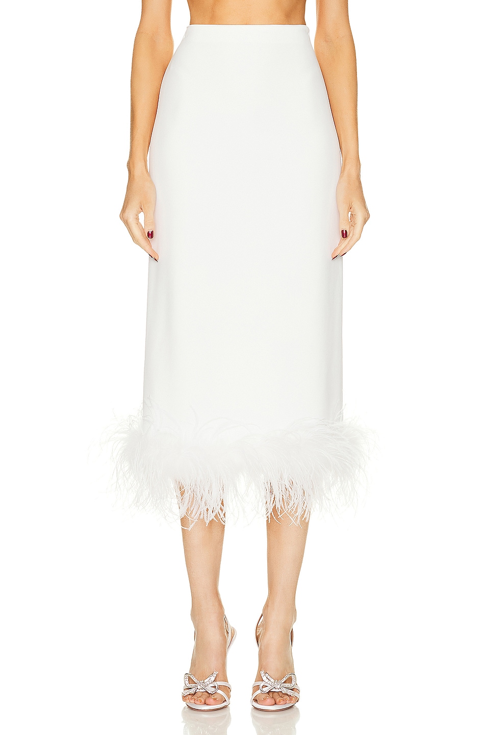 Image 1 of Miu Miu Feather Midi Skirt in Bianco