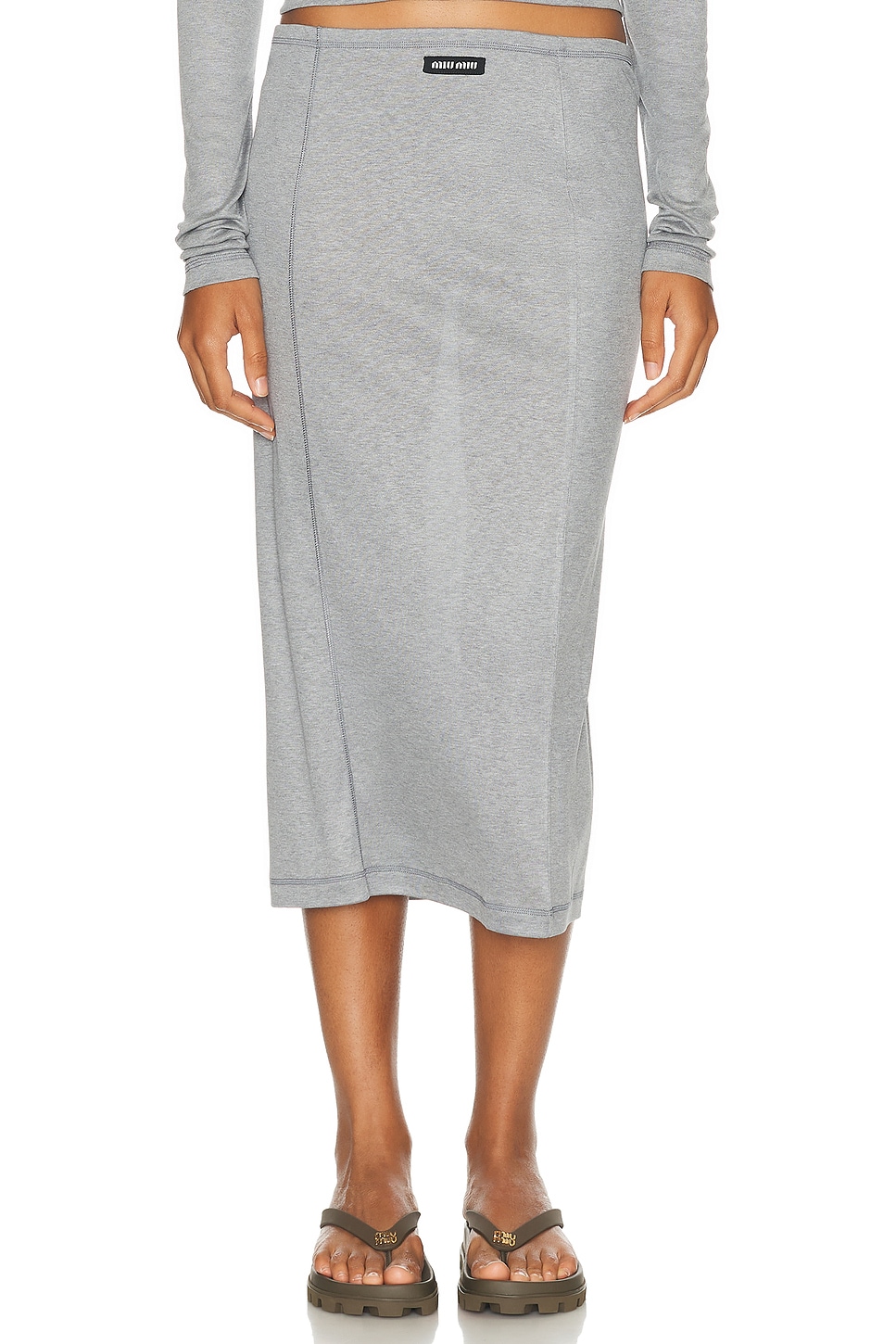 Jersey Midi Skirt in Grey