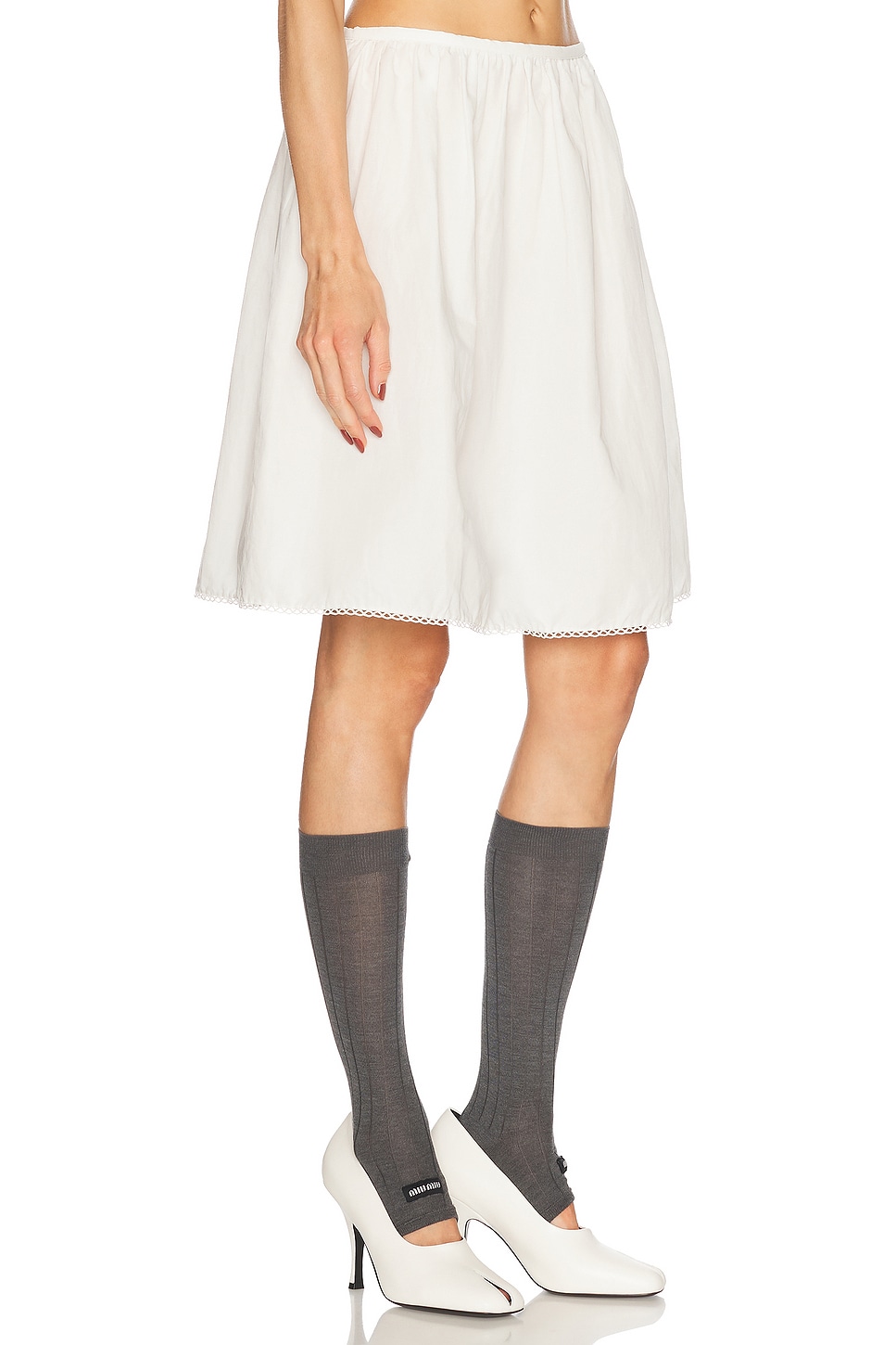 Miu Miu White Poplin Mini Skirt Women In Bianco