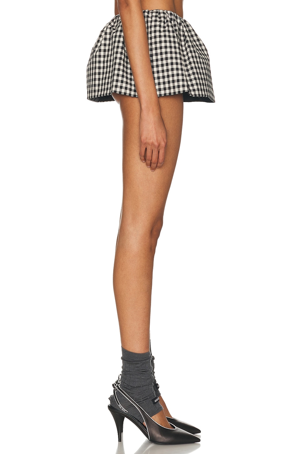 Miu Miu Mini Skirt With Embroidered Cotton Checkered Pattern