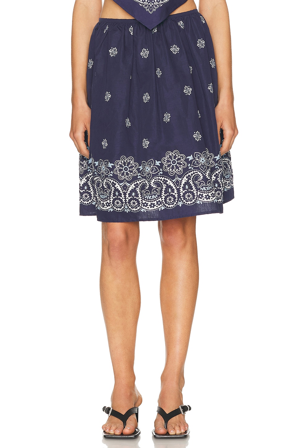 Miu Miu Cornflower Print Slubbed Poplin Skirt