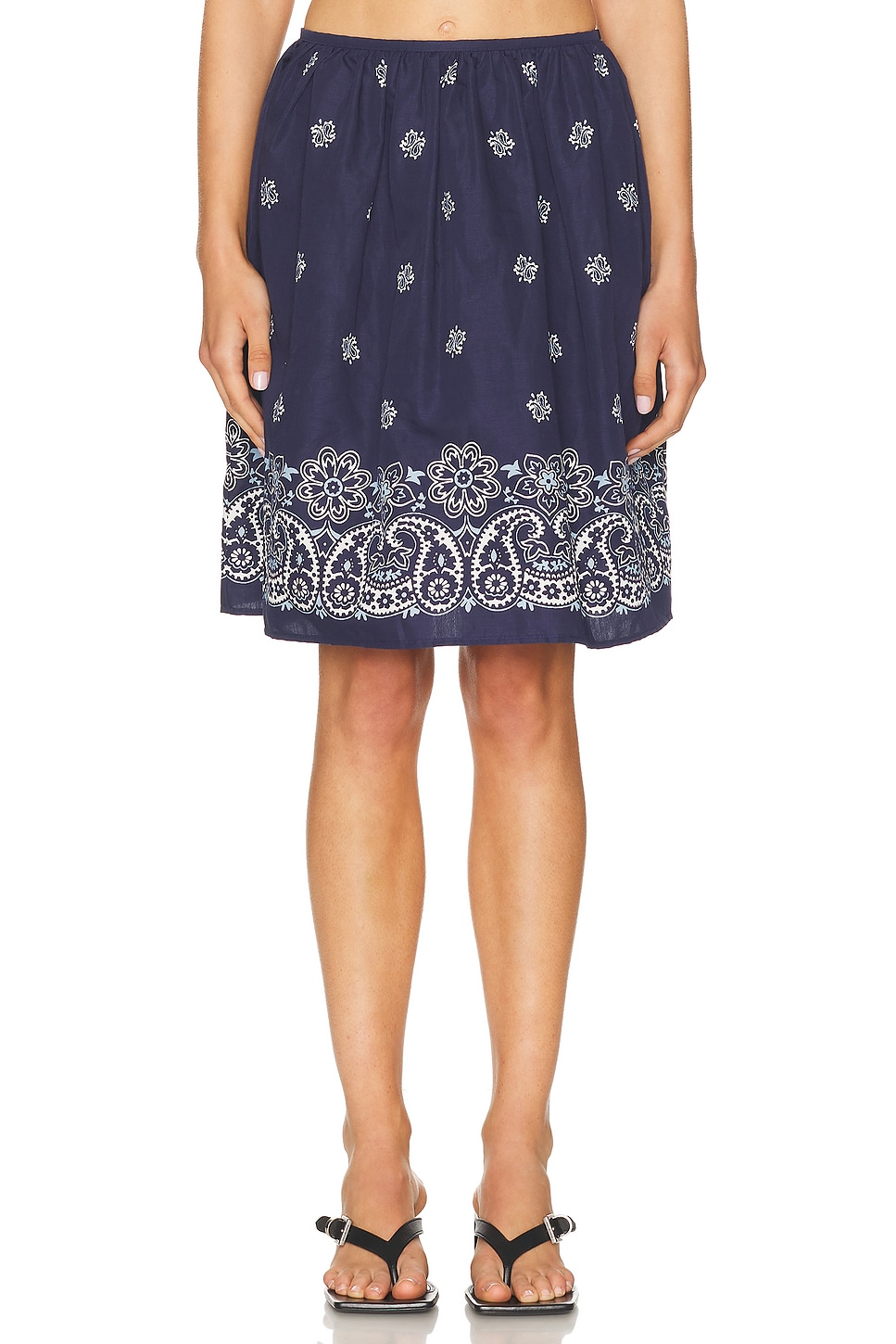 Miu Miu Cornflower Print Slubbed Poplin Skirt
