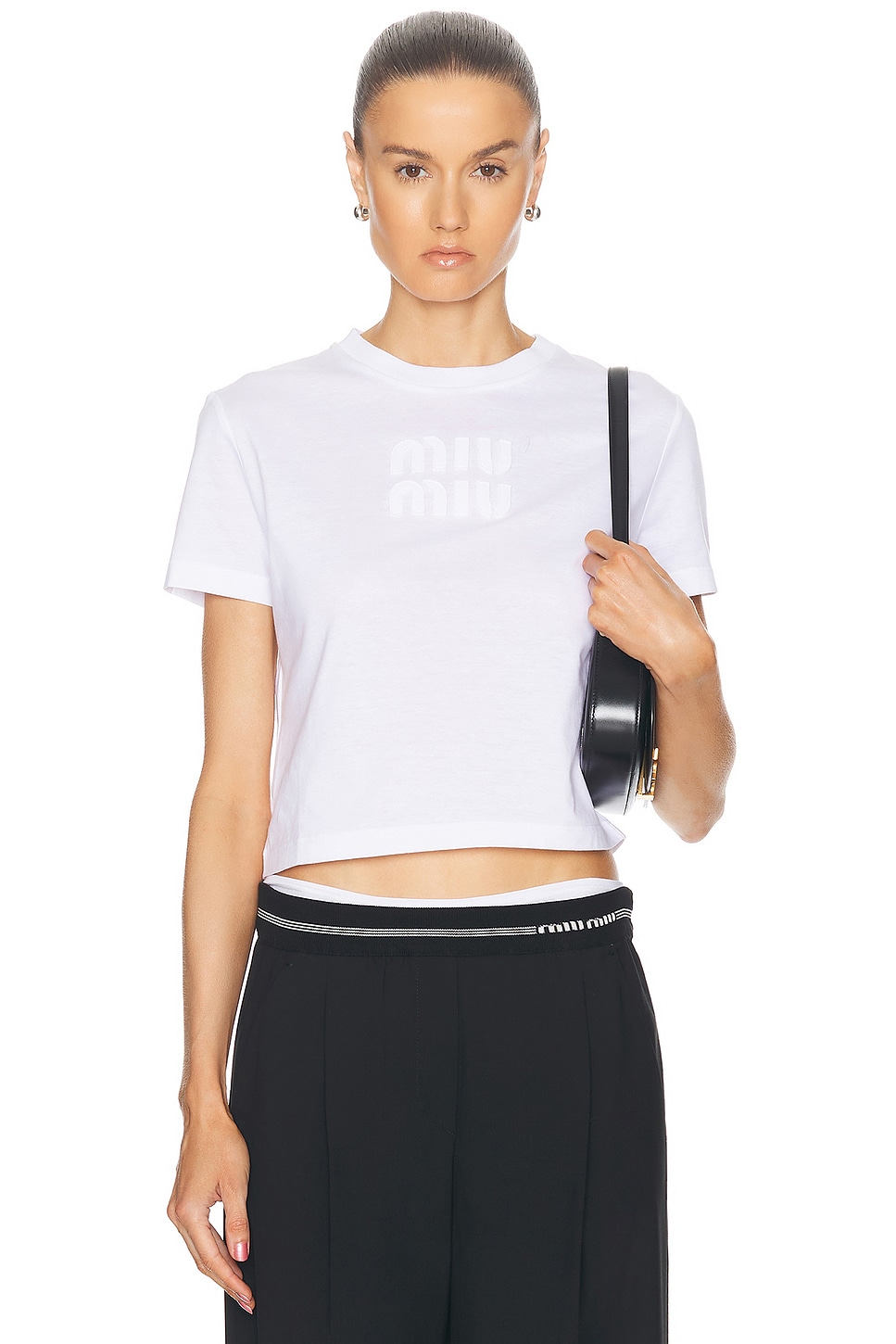 Image 1 of Miu Miu Logo T-shirt in Bianco