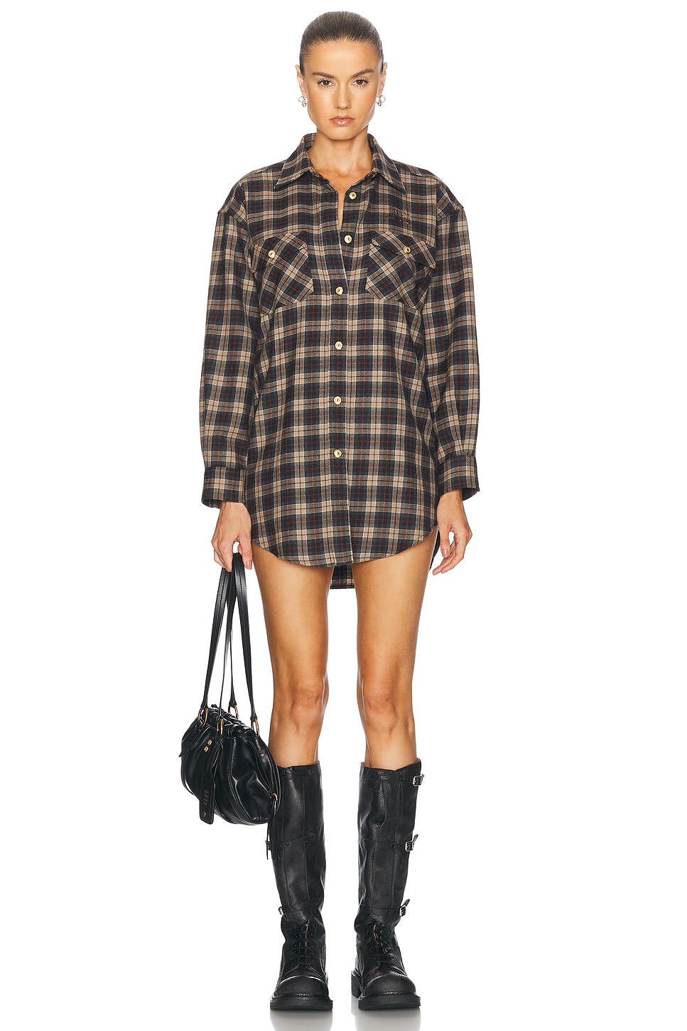 Image 1 of Miu Miu Oversized Button Up Top in Cammello