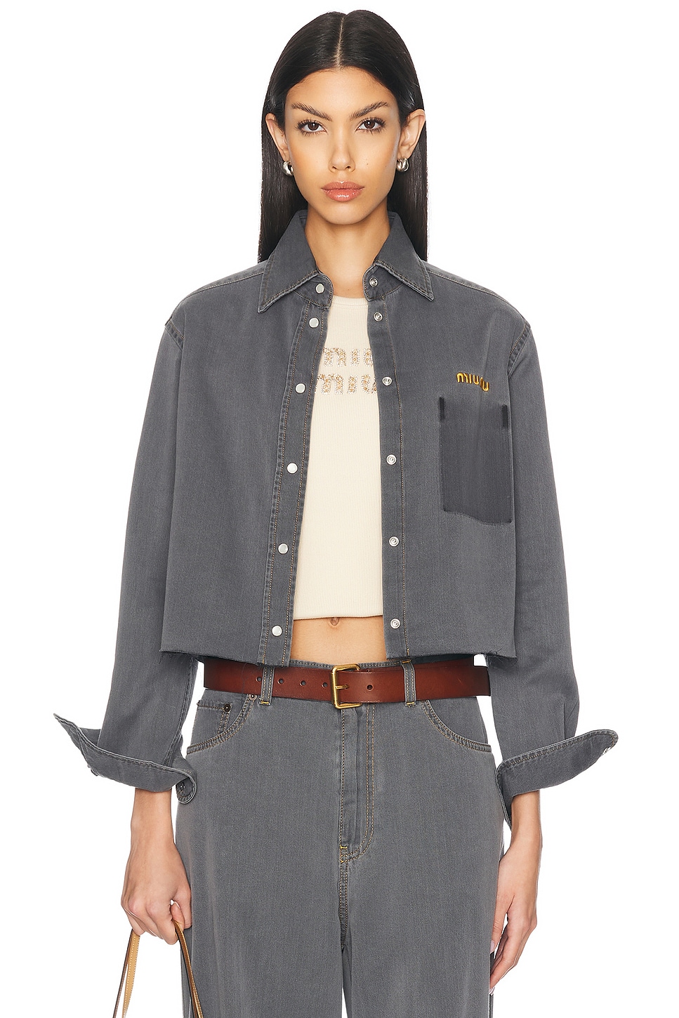 Image 1 of Miu Miu Button Up Top in Grigio