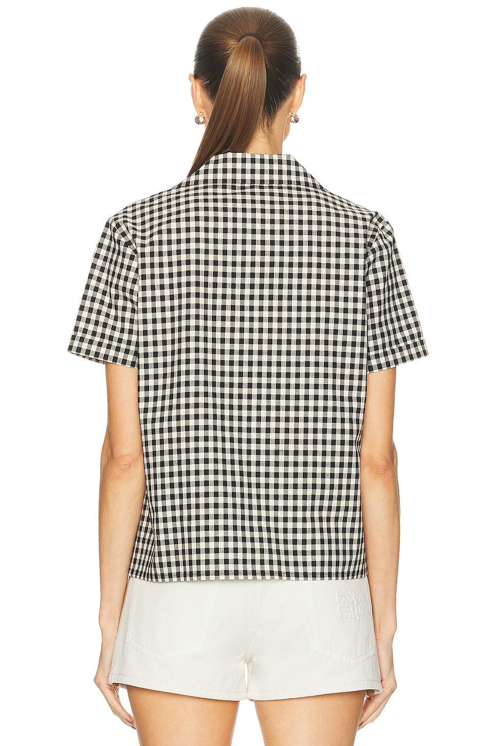 Image 3 of Miu Miu Short Sleeve Shirt in Bianco & Nero