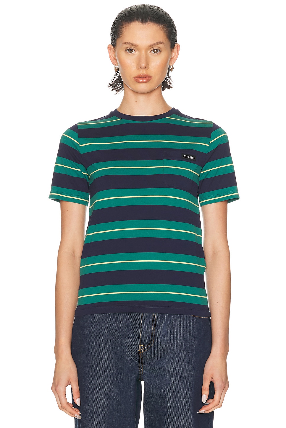 Image 1 of Miu Miu Short Sleeve T-Shirt in BIliardo & Blue
