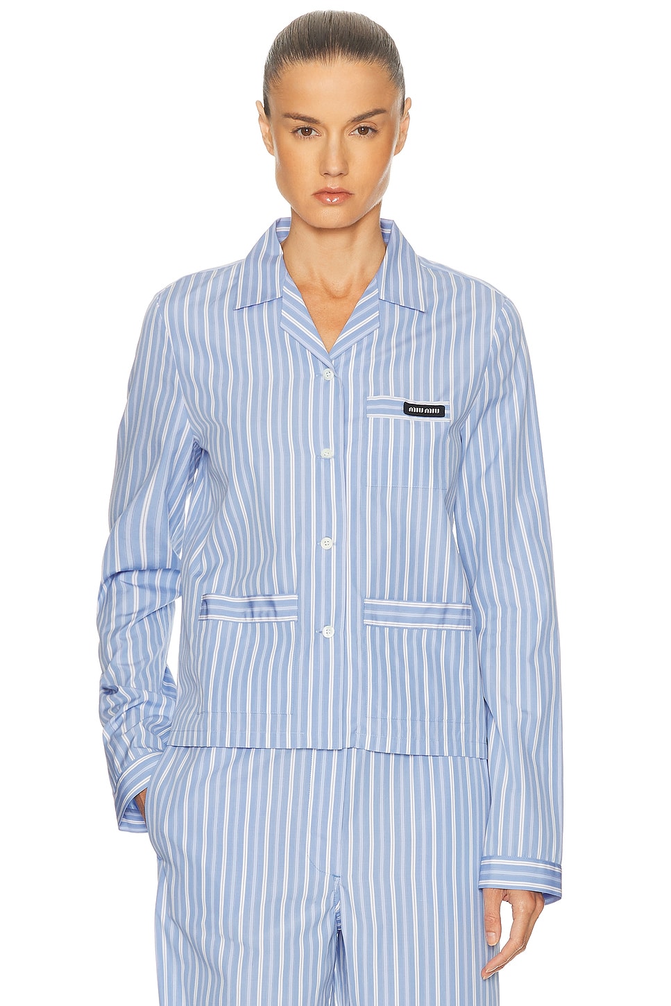 Image 1 of Miu Miu Button Up Top in Celeste