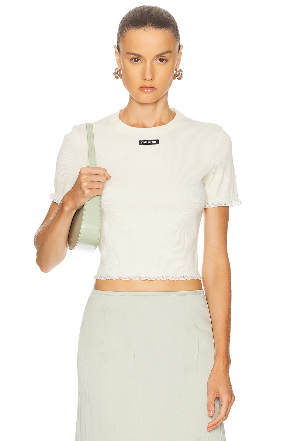 Image 1 of Miu Miu Short Sleeve Top in Avorio