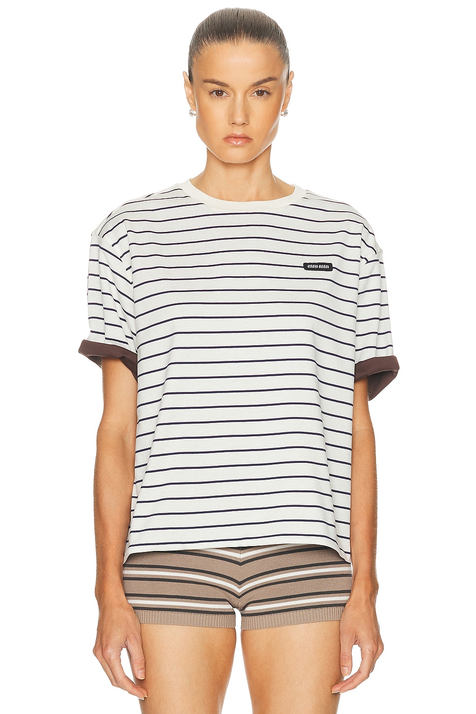 Layered Short Sleeve Top in Brown