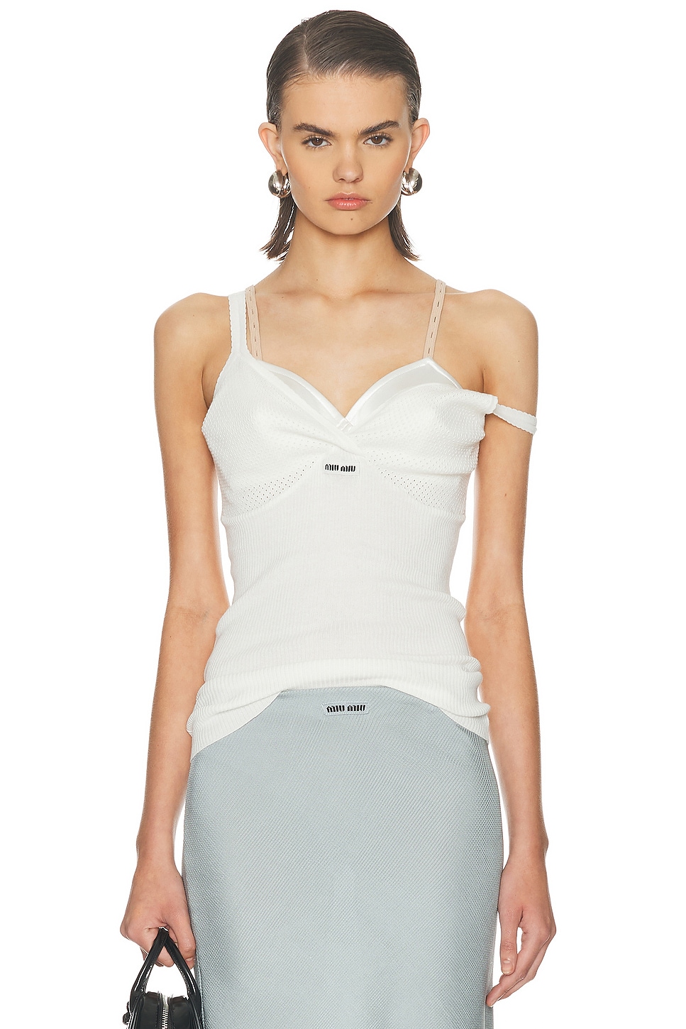 Miu Miu Cotton Tank Top In White