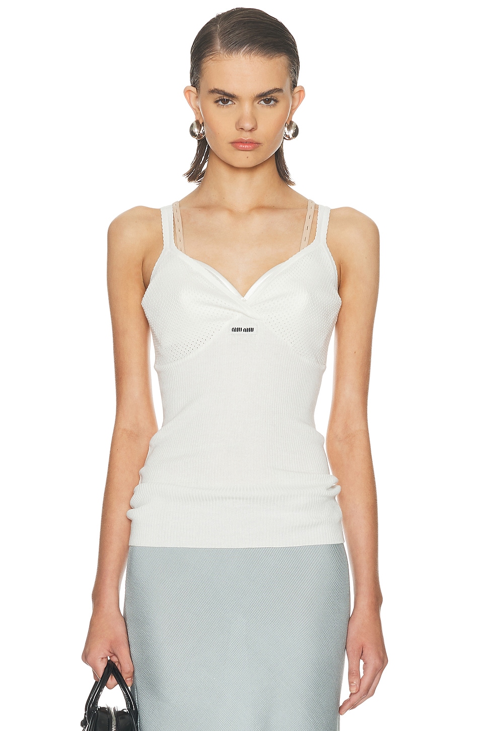 Miu Miu Cotton Tank Top In White