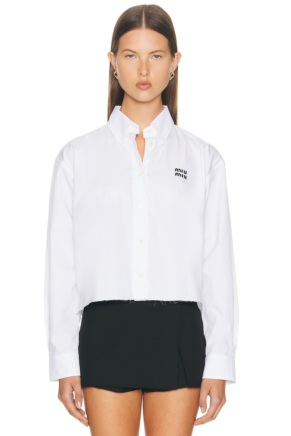 Miu Miu Popeline Shirt In White