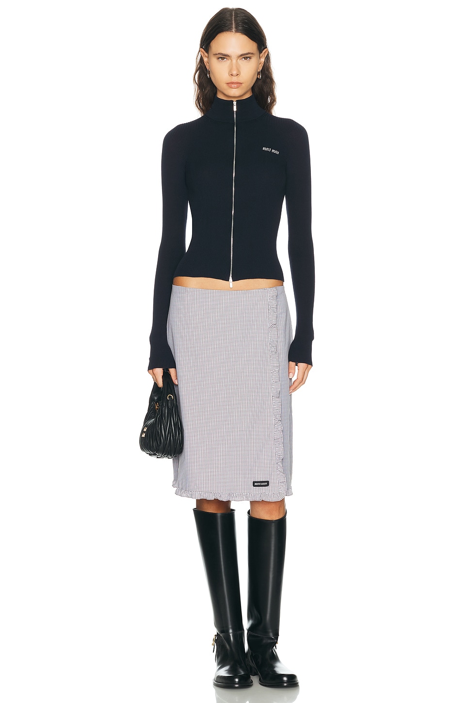 Cotton Ribs Zip Up Top