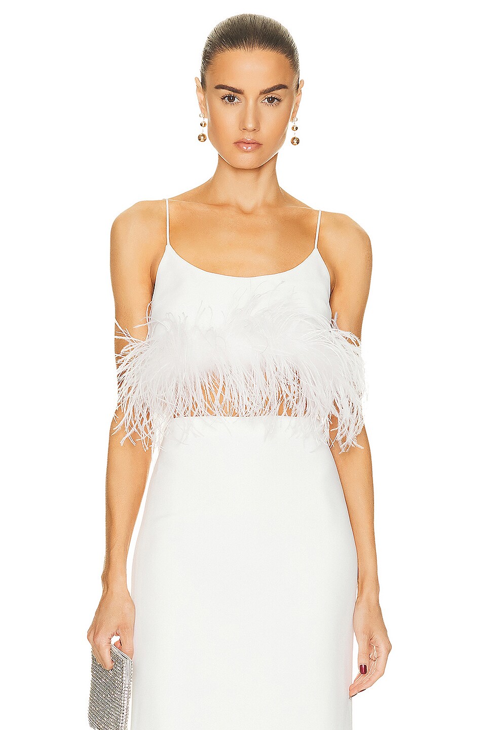 Image 1 of Miu Miu Feather Sleeveless Top in Bianco