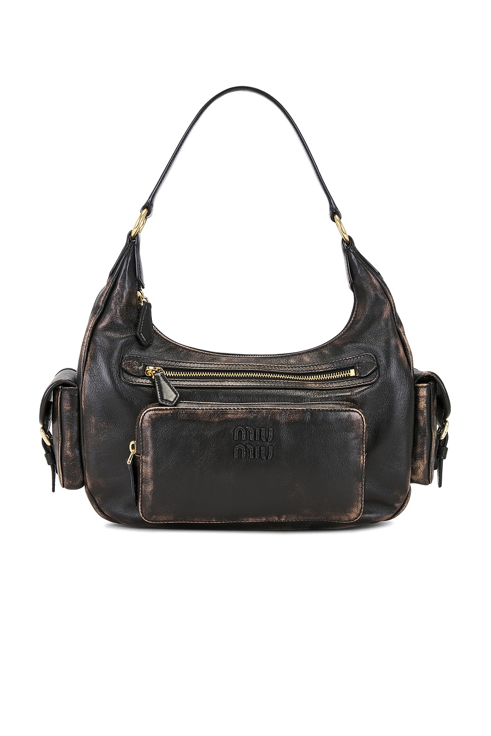 Miu Miu Nappa Old Shoulder Bag In Brown