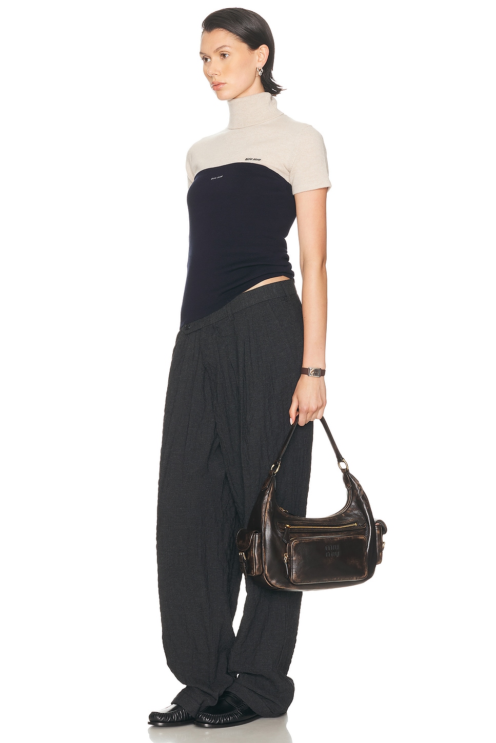 Miu Miu Nappa Old Shoulder Bag In Brown