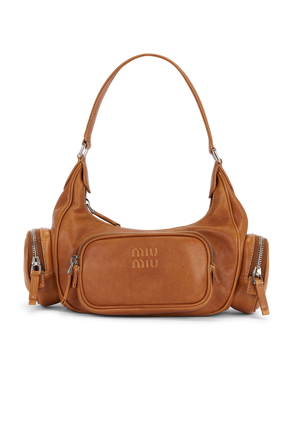 Miu Miu Washed Pocket Bag In Brown