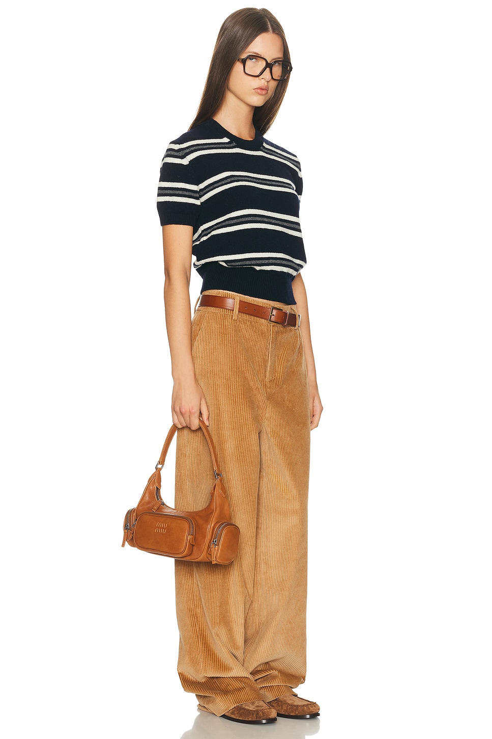 Miu Miu Washed Pocket Bag In Brown