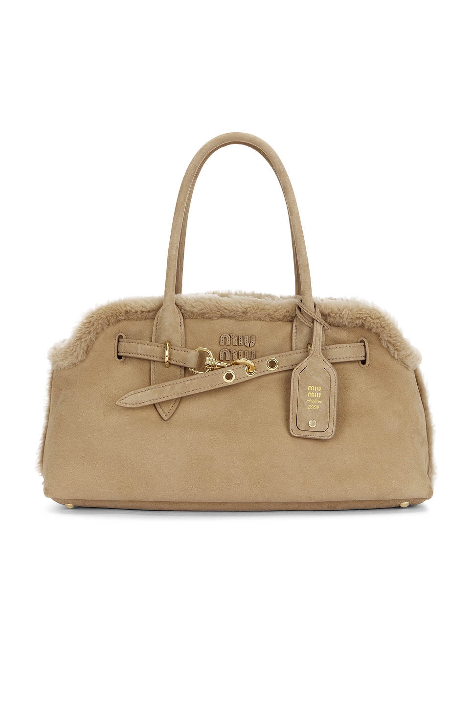 Miu Miu Aventure Camoscio Shearling Bag