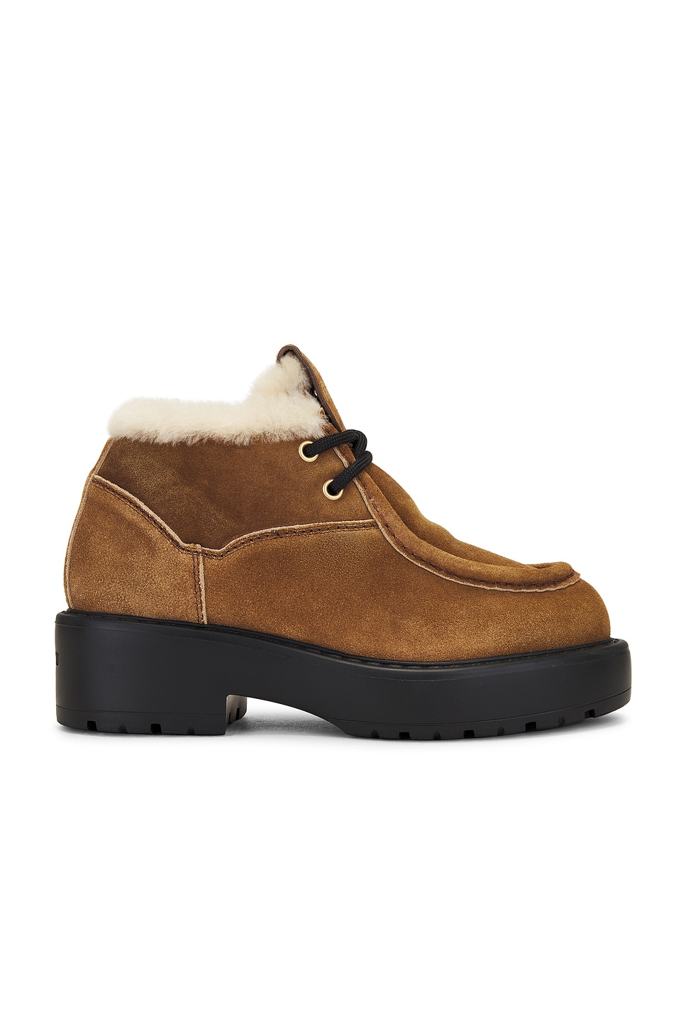 Image 1 of Miu Miu Lace Up Ankle Boot in Cinnamon