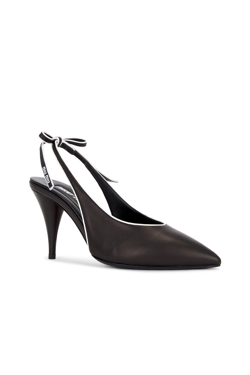 Miu Miu Cone Heel Pointed Toe Pumps In Nero & Bianco