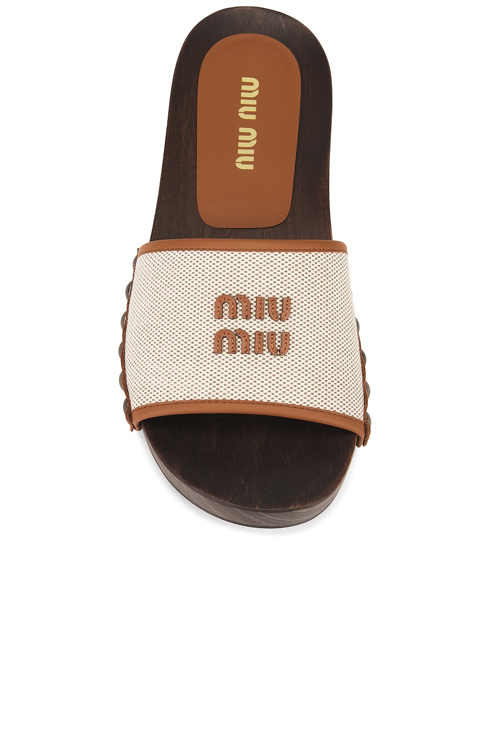 Image 4 of Miu Miu Clog Sandal in Naturale & Brandy