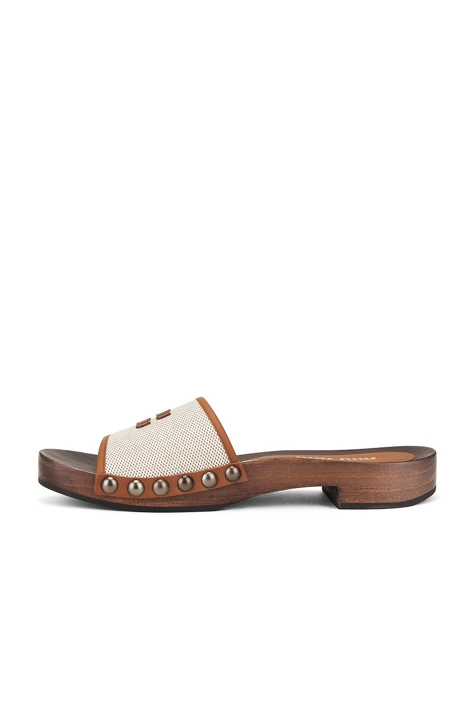 Image 5 of Miu Miu Clog Sandal in Naturale & Brandy