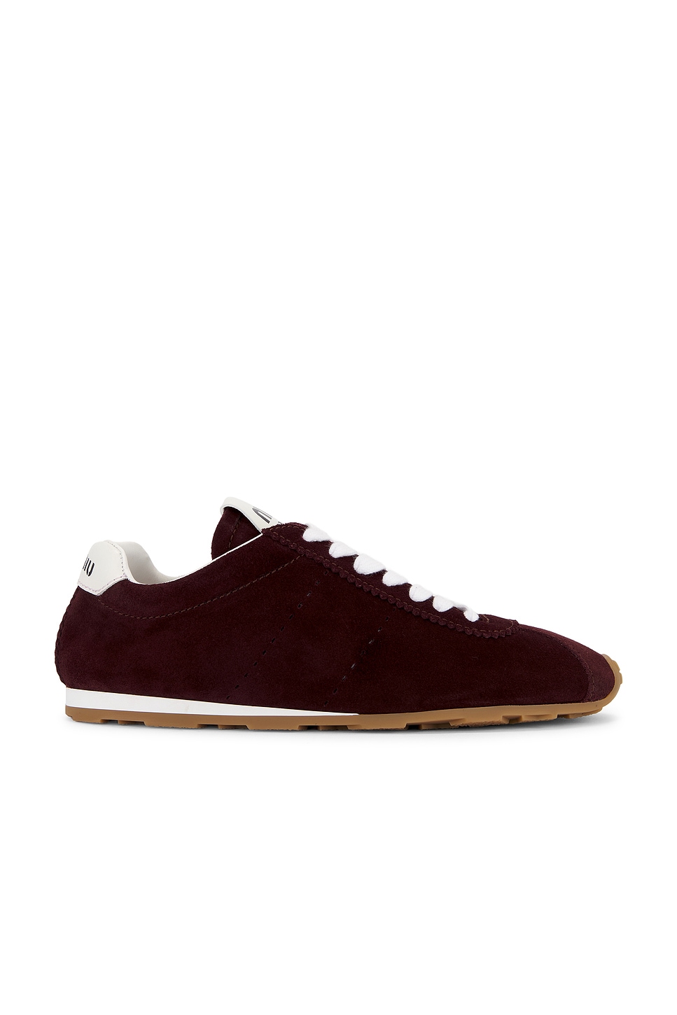 Miu Miu Suede Bicolor Retro Trainer Sneakers In Burgundy