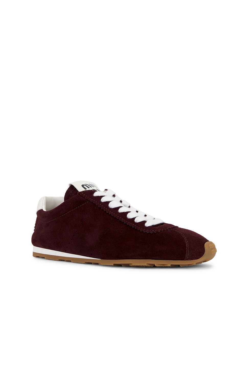 Miu Miu Suede Bicolor Retro Trainer Sneakers In Burgundy