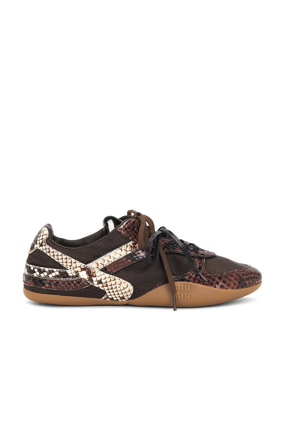 Image 1 of Miu Miu Nylon & Ayers Sneaker in Moro & Tabacco