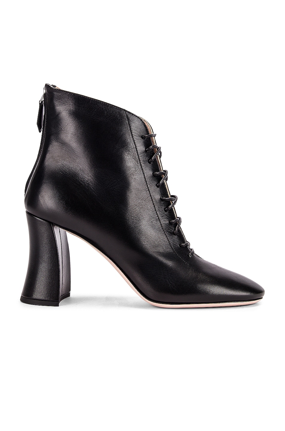 Image 1 of Miu Miu Lace Up Leather Ankle Boots in Black