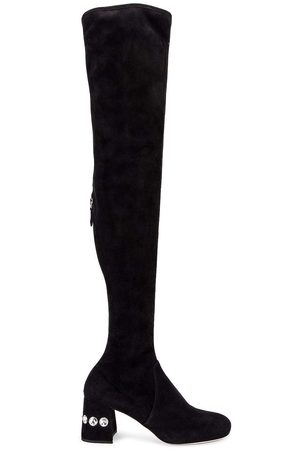 Image 1 of Miu Miu Jeweled Over the Knee Boots in Black