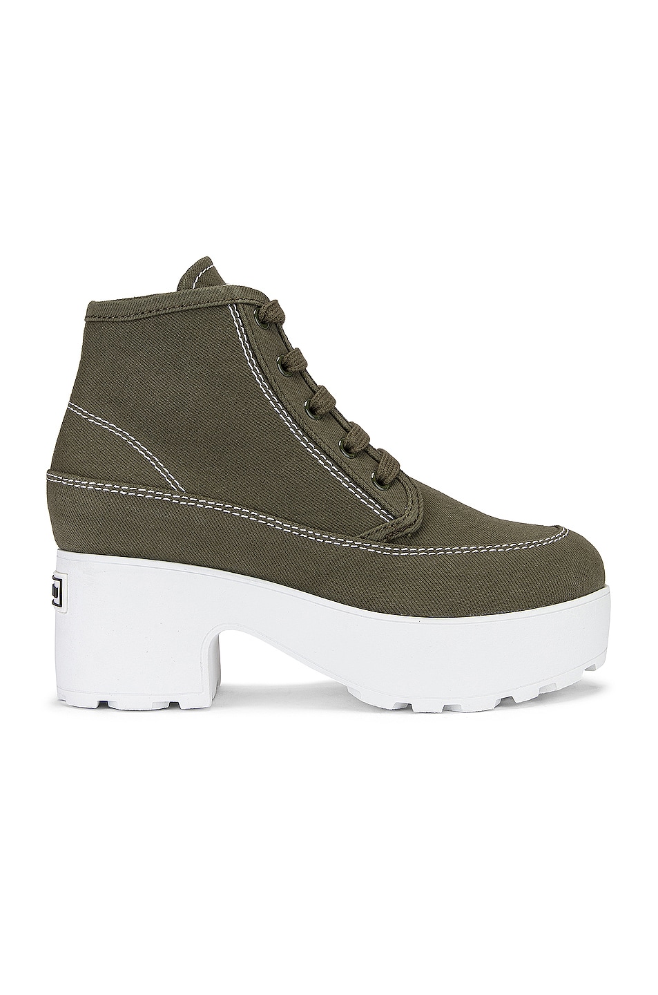 Image 1 of Miu Miu Platform Ankle Boots in Military & White