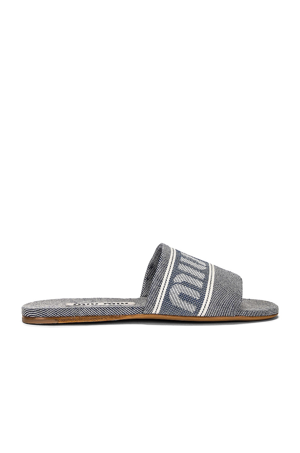 Image 1 of Miu Miu Denim Jacquard Flat Sandals in Bluette