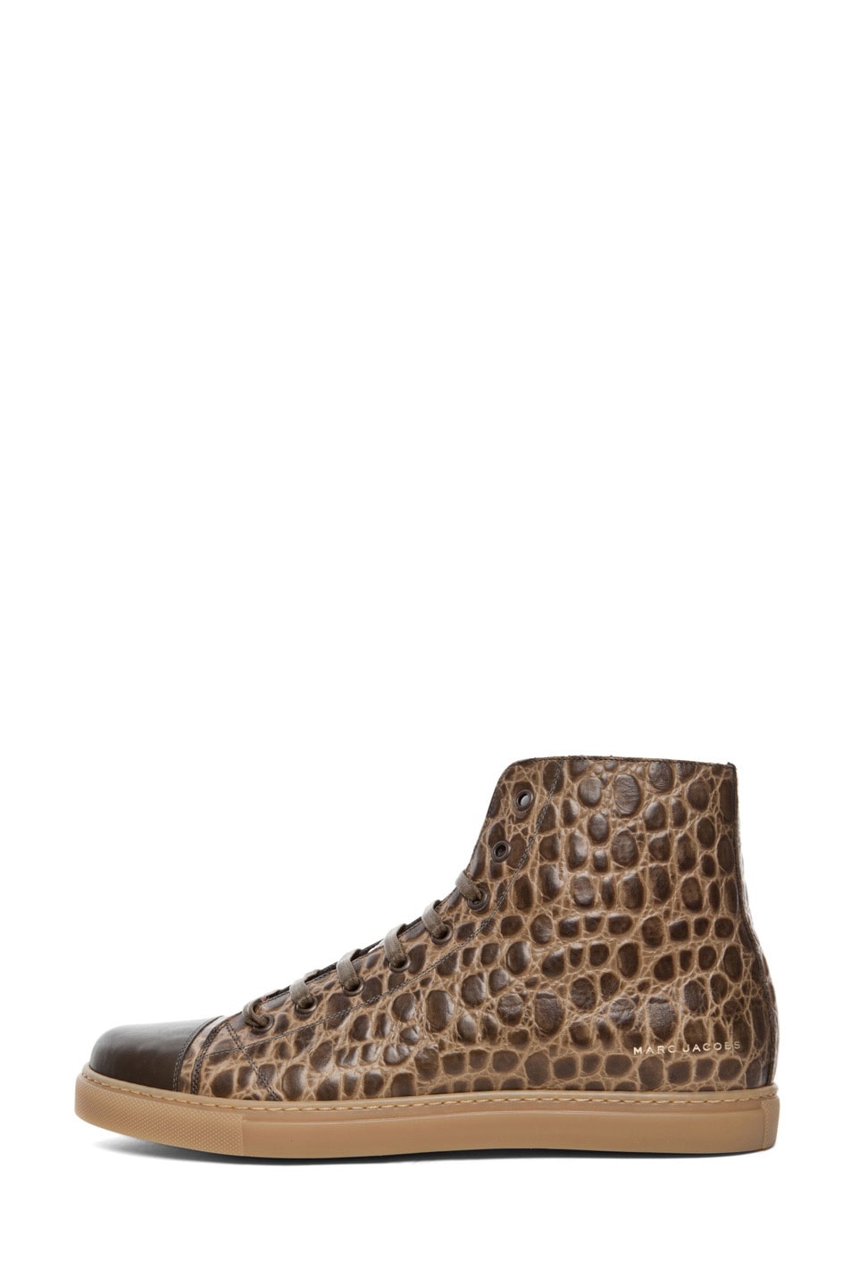 Image 1 of Marc Jacobs Croc Print High Top Sneaker in Olive
