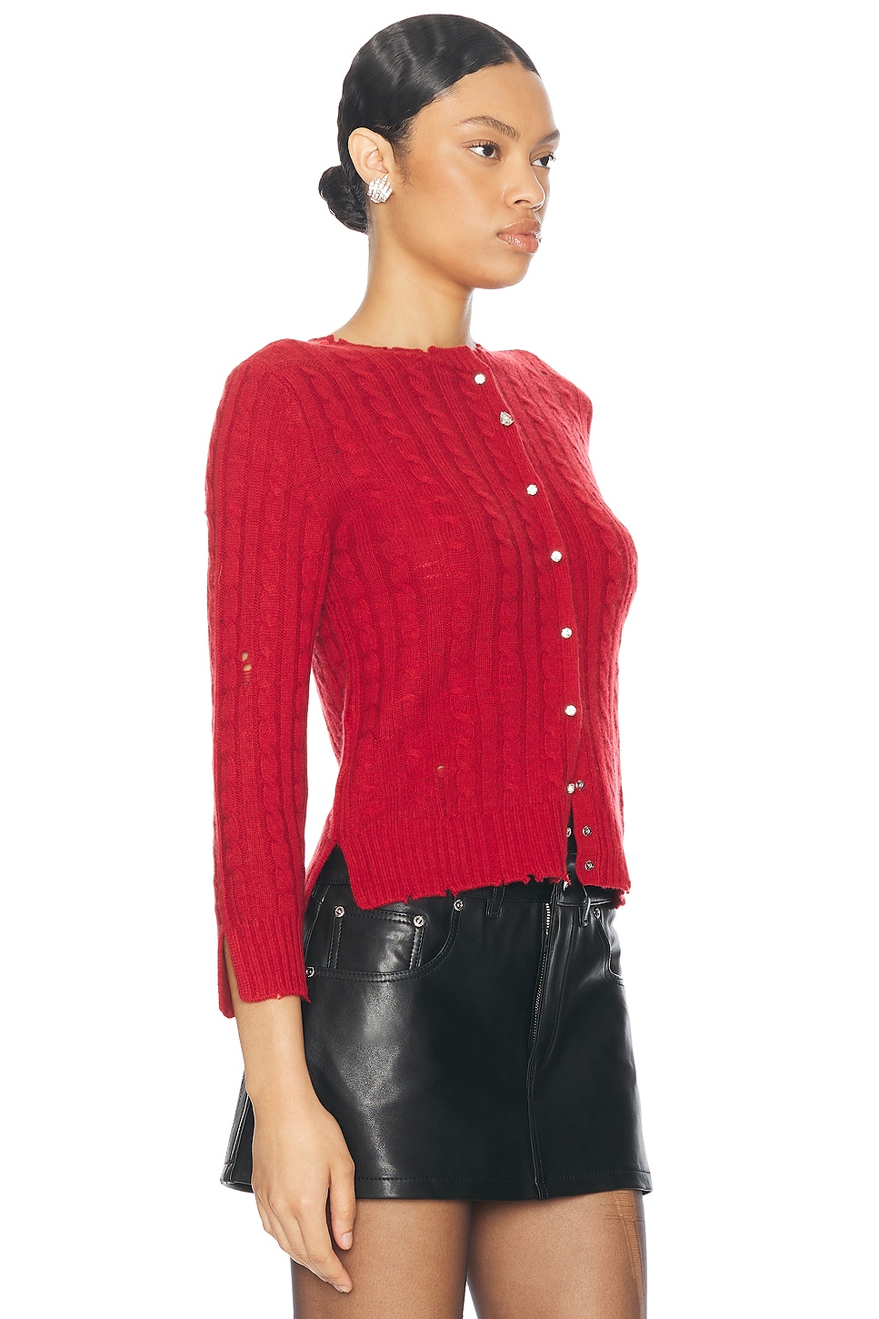 Shop Marc Jacobs Shrunken Cable Cardigan In Siren