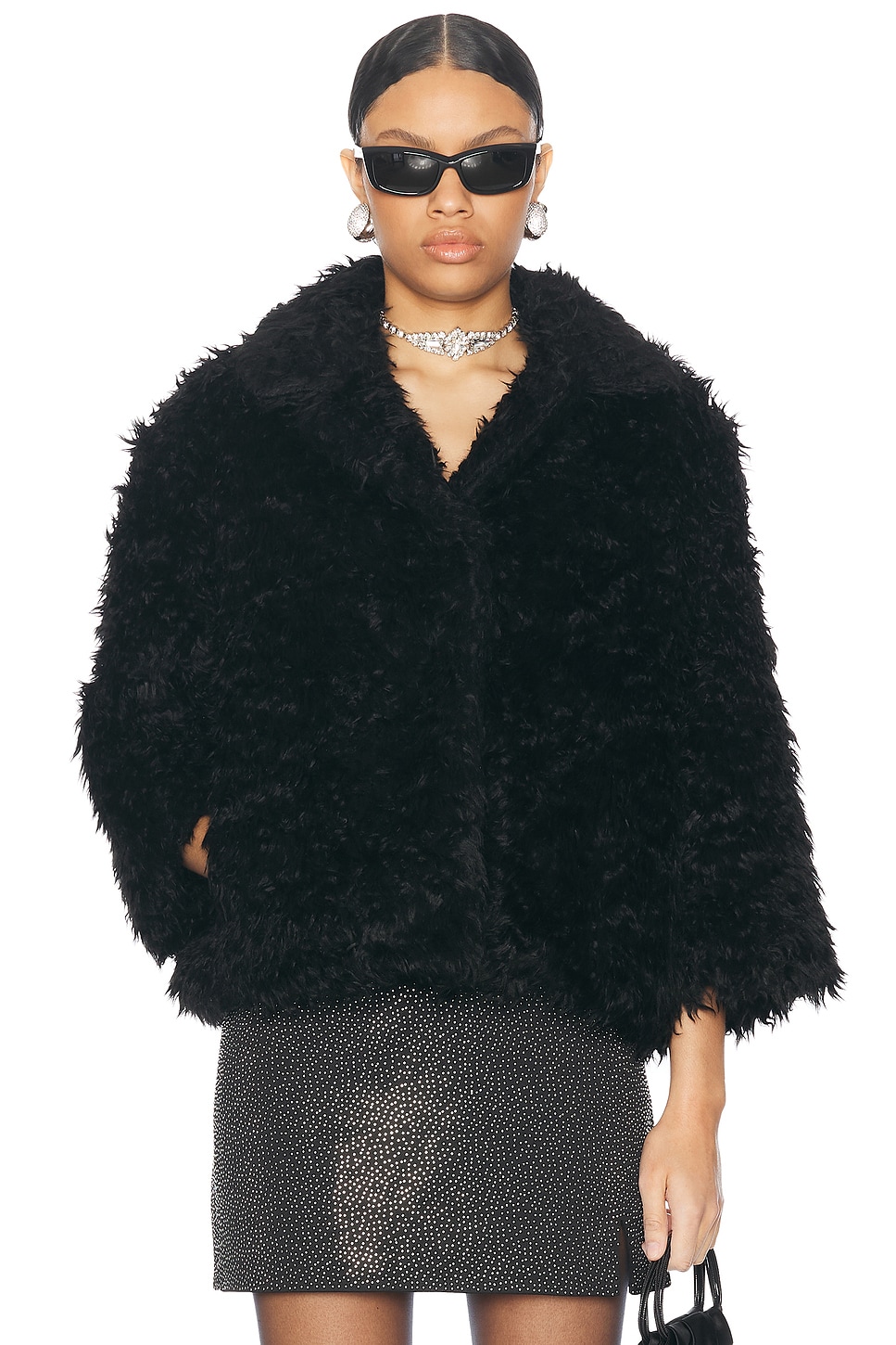 Faux Fur Lady Jacket in Black