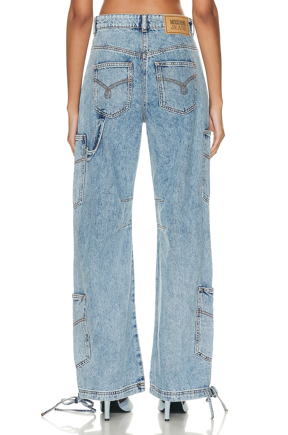 Moschino Jeans Cargo Wide Leg In Fantasy Print Blue Fwrd