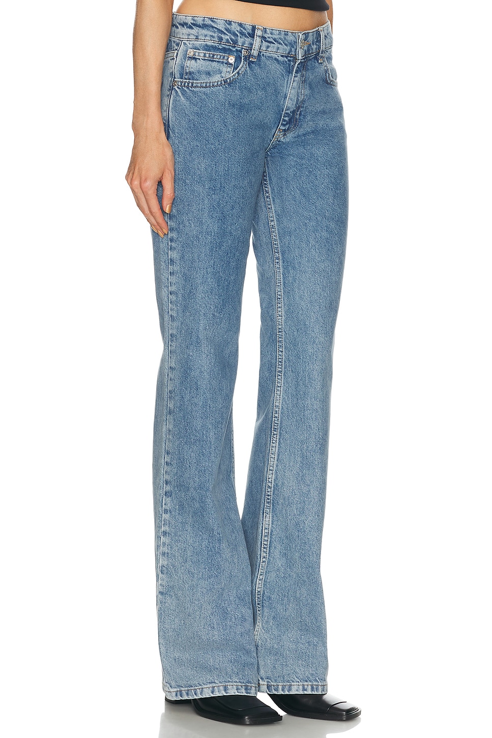 Shop Moschino Jeans Wide Leg In Multi Blue