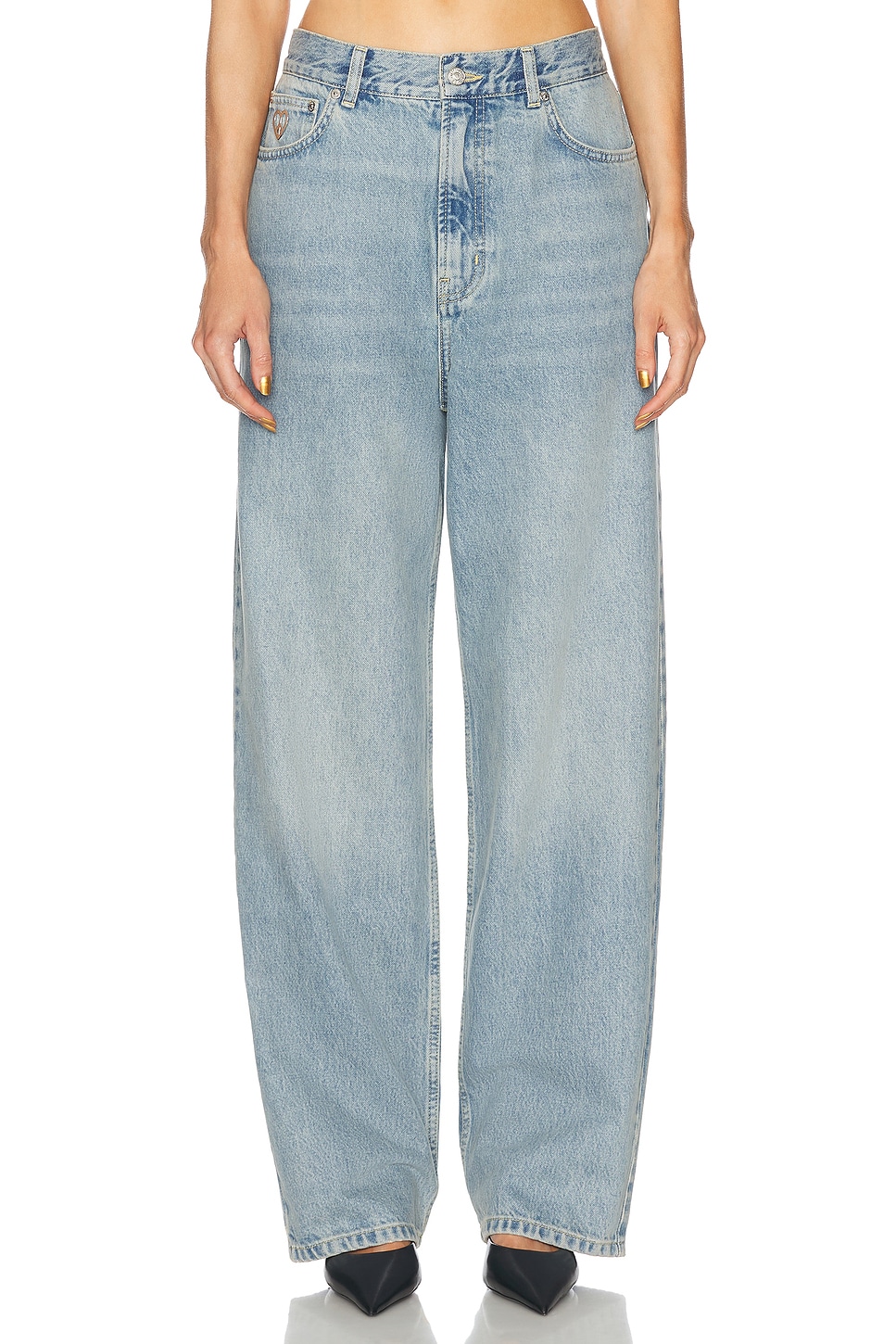 Image 1 of Moschino Jeans Straight Leg in Multi Light Blue