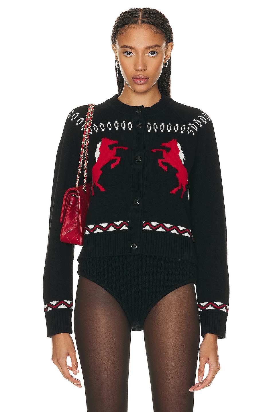 Image 1 of Moschino Jeans Long Sleeve Sweater in Fantasy Print Black