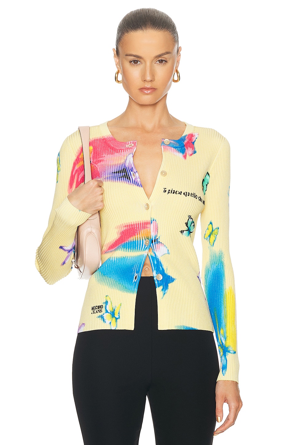 Image 1 of Moschino Jeans Long Sleeve Cardigan in Multi Ivory