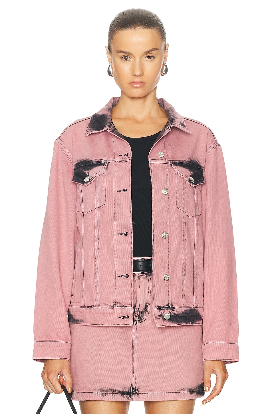 Image 1 of Moschino Jeans Denim Jacket in Multi Pink