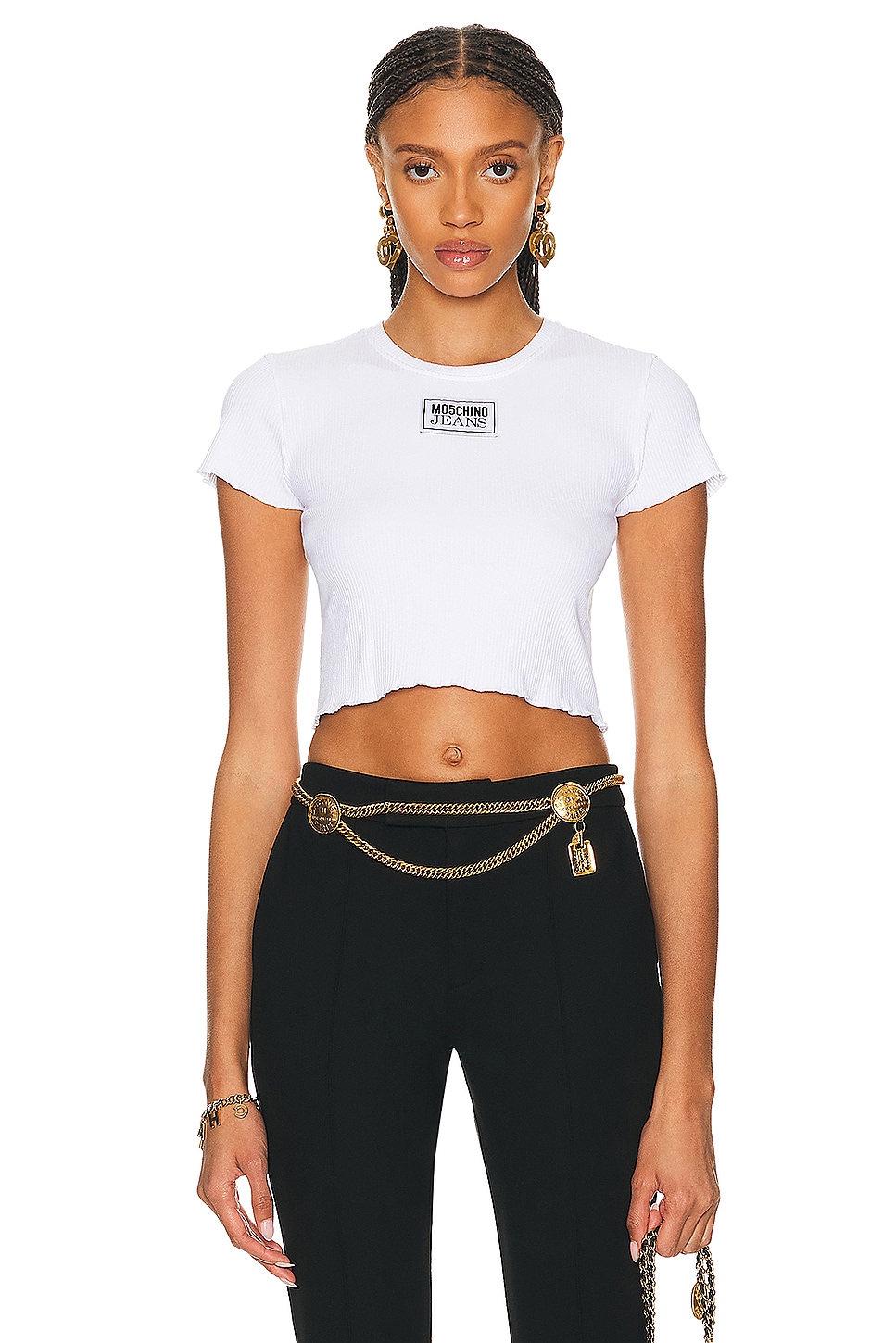 Image 1 of Moschino Jeans Short Sleeve Top in White