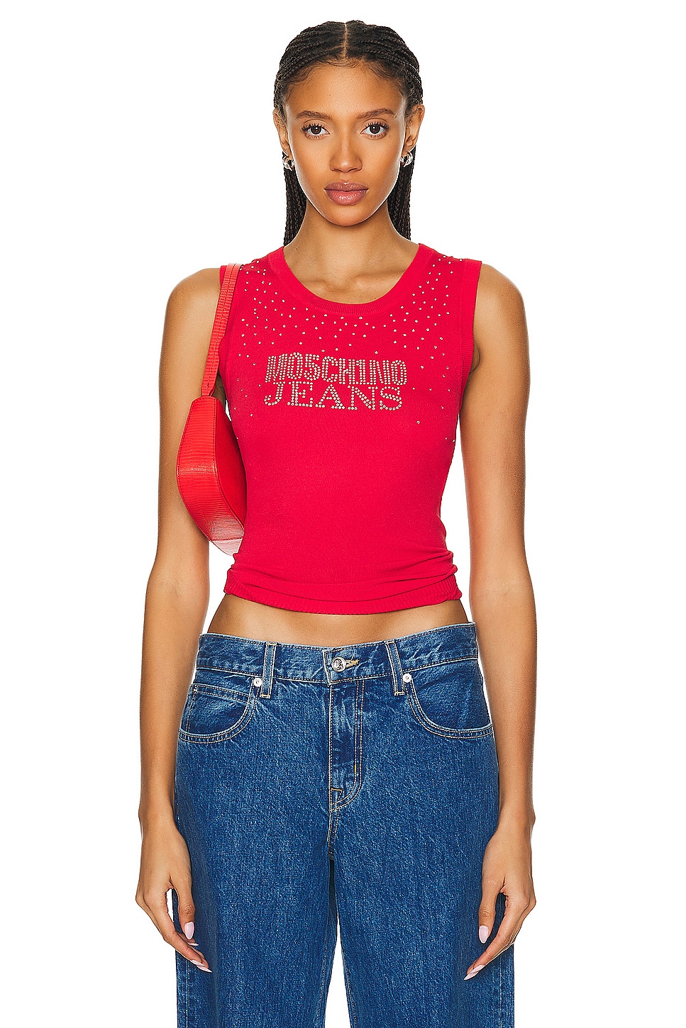 Image 1 of Moschino Jeans Tank Top in Fantasy Print Pink