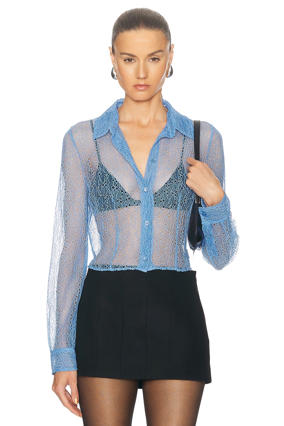 Image 1 of Moschino Jeans Long Sleeve Top in Light Blue