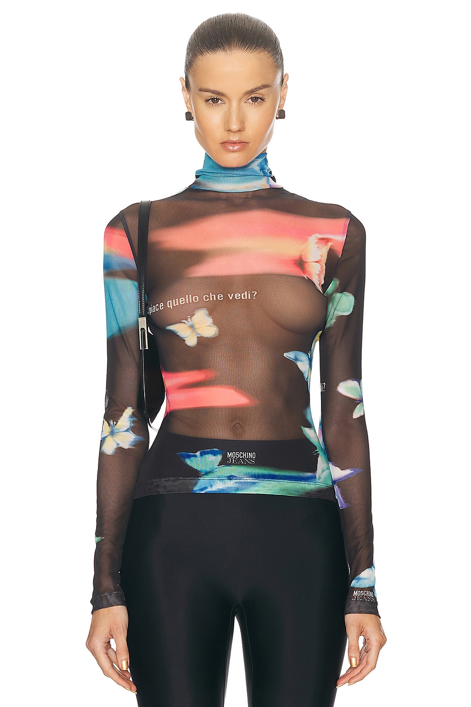 Image 1 of Moschino Jeans Long Sleeve Top in Multi Black